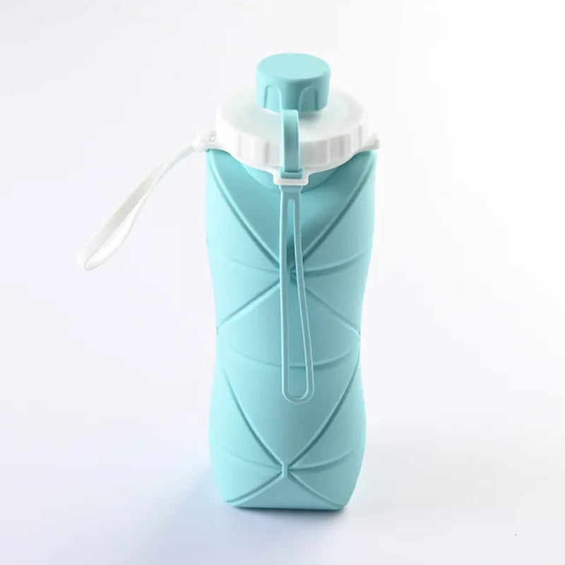 600ML Silicone Folding Water Cup Collapsible Water Bottles Foldable Travel Gym Camping Hiking Leakproof Sports Kettle Drinkware