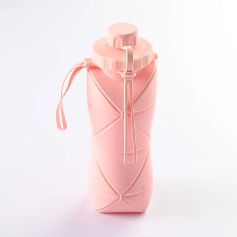 600ML Silicone Folding Water Cup Collapsible Water Bottles Foldable Travel Gym Camping Hiking Leakproof Sports Kettle Drinkware