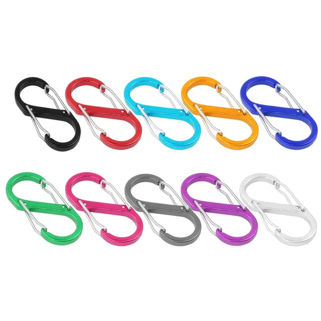 10-Piece S Double Carabiner Set: Versatile Tactical Gear for Camping, Survival, and Outdoor Adventures