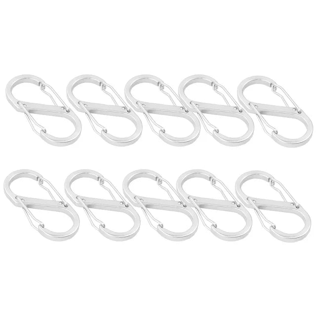 10-Piece S Double Carabiner Set: Versatile Tactical Gear for Camping, Survival, and Outdoor Adventures