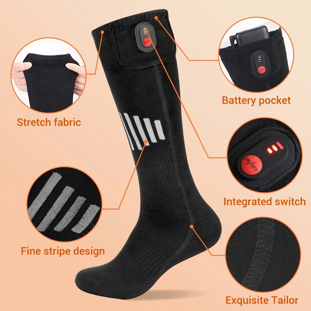 Winter Heated Socks Rechargeable Heating Socks for USB 5000Mah Heated Socks Warmth Outdoor Heated Boots Snowmobile Winter Ski