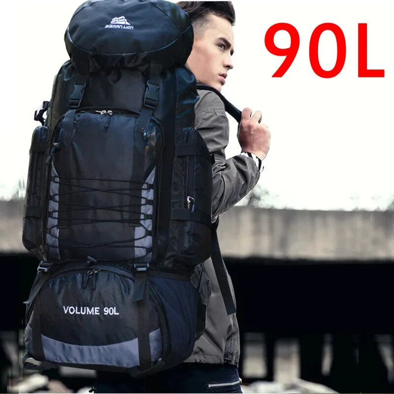 Large 90L Travel Bag Camping Backpack Hiking Army Climbing Bags Mountaineering Sport Bag Outdoor Shoulder Rucksack Men Women