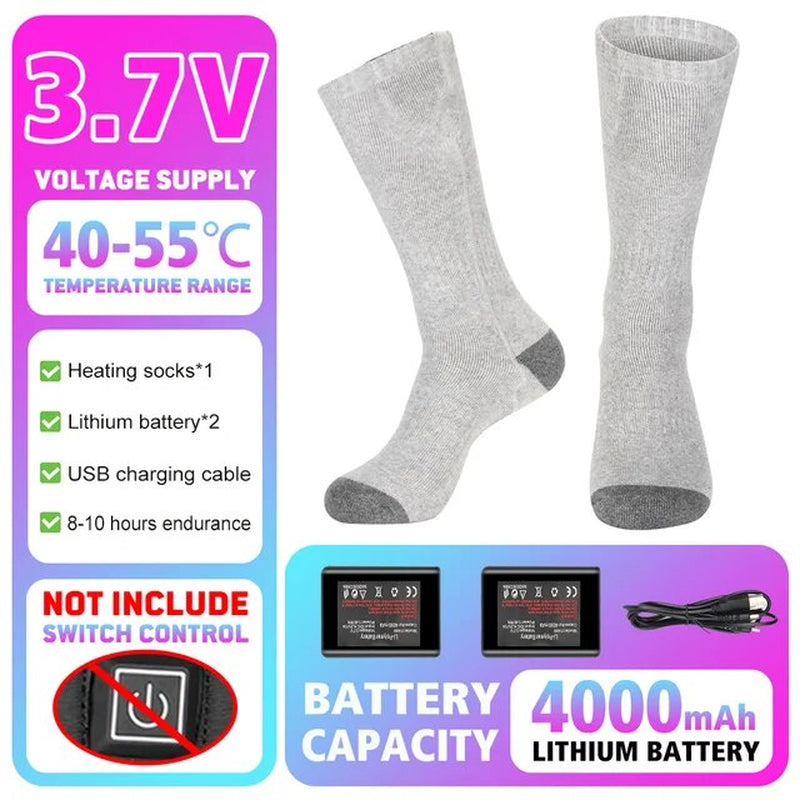 Winter Heated Socks Rechargeable Heating Socks for USB 5000Mah Heated Socks Warmth Outdoor Heated Boots Snowmobile Winter Ski