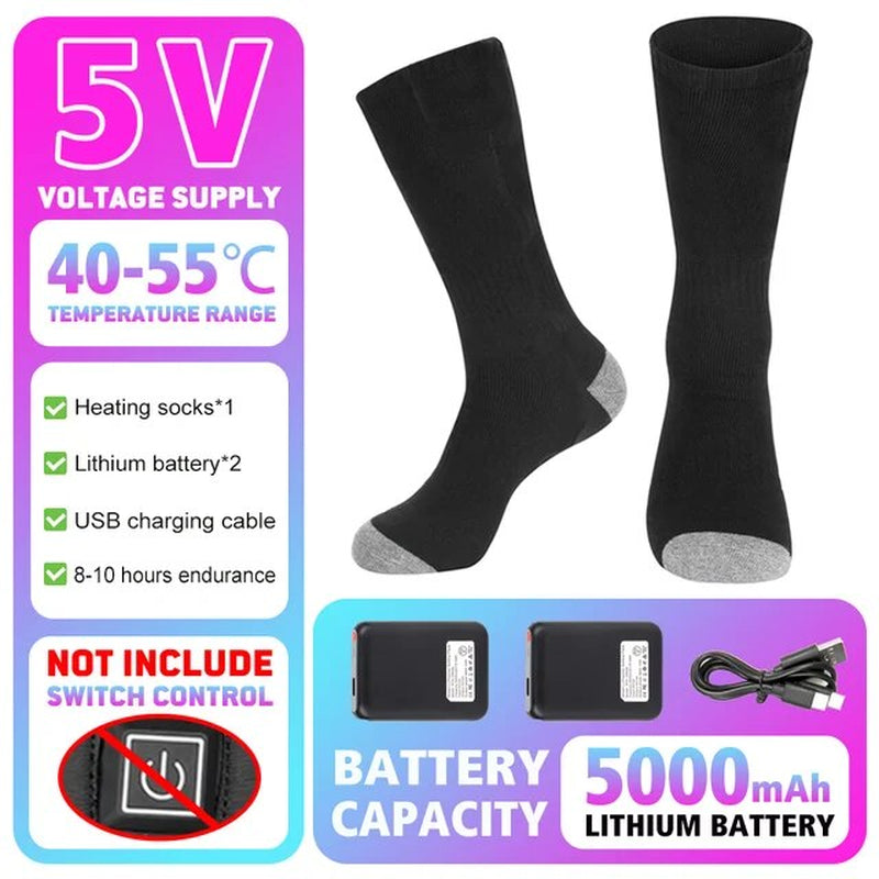 Winter Heated Socks Rechargeable Heating Socks for USB 5000Mah Heated Socks Warmth Outdoor Heated Boots Snowmobile Winter Ski