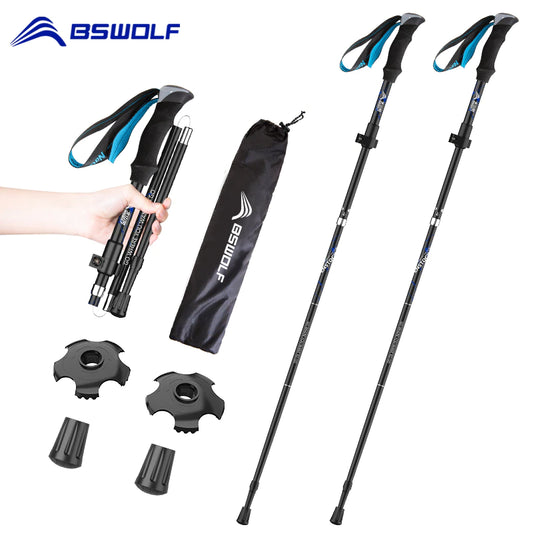 2Pcs Ultralight Trekking Poles Walking Sticks Hiking Canes Folding Aluminum Walking Pole Nodic Walking Sticks