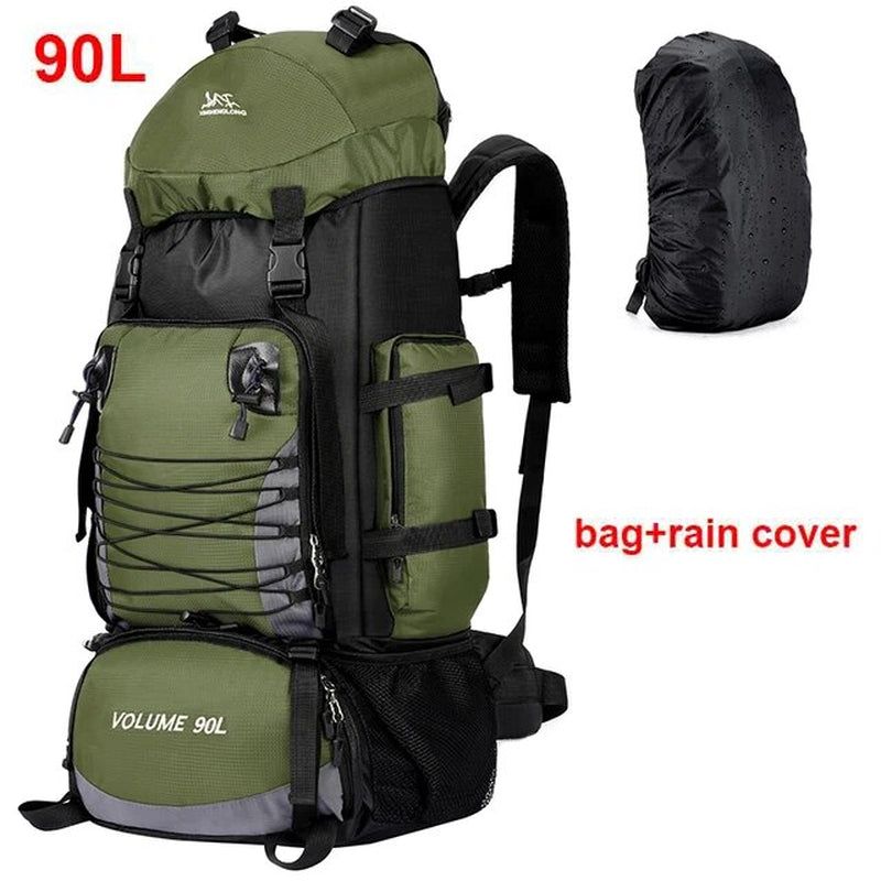 Large 90L Travel Bag Camping Backpack Hiking Army Climbing Bags Mountaineering Sport Bag Outdoor Shoulder Rucksack Men Women