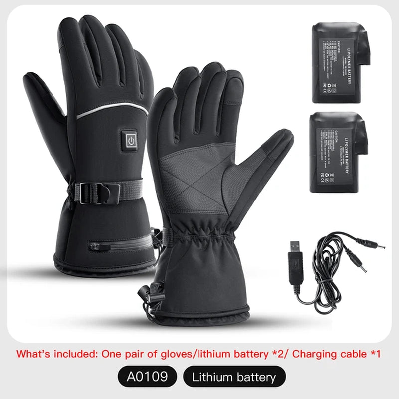 Waterproof Heated Rechargeable Gloves Electric Heated Gloves Thermal Heat Gloves Winter Warm Skiing Snowboarding Hunting Fishing