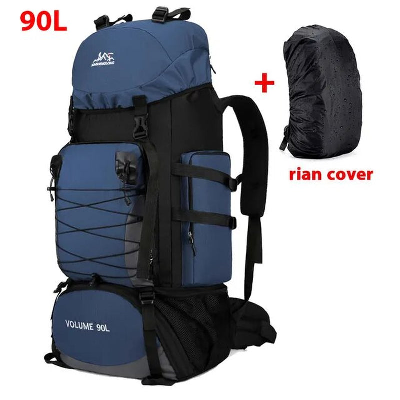 Large 90L Travel Bag Camping Backpack Hiking Army Climbing Bags Mountaineering Sport Bag Outdoor Shoulder Rucksack Men Women